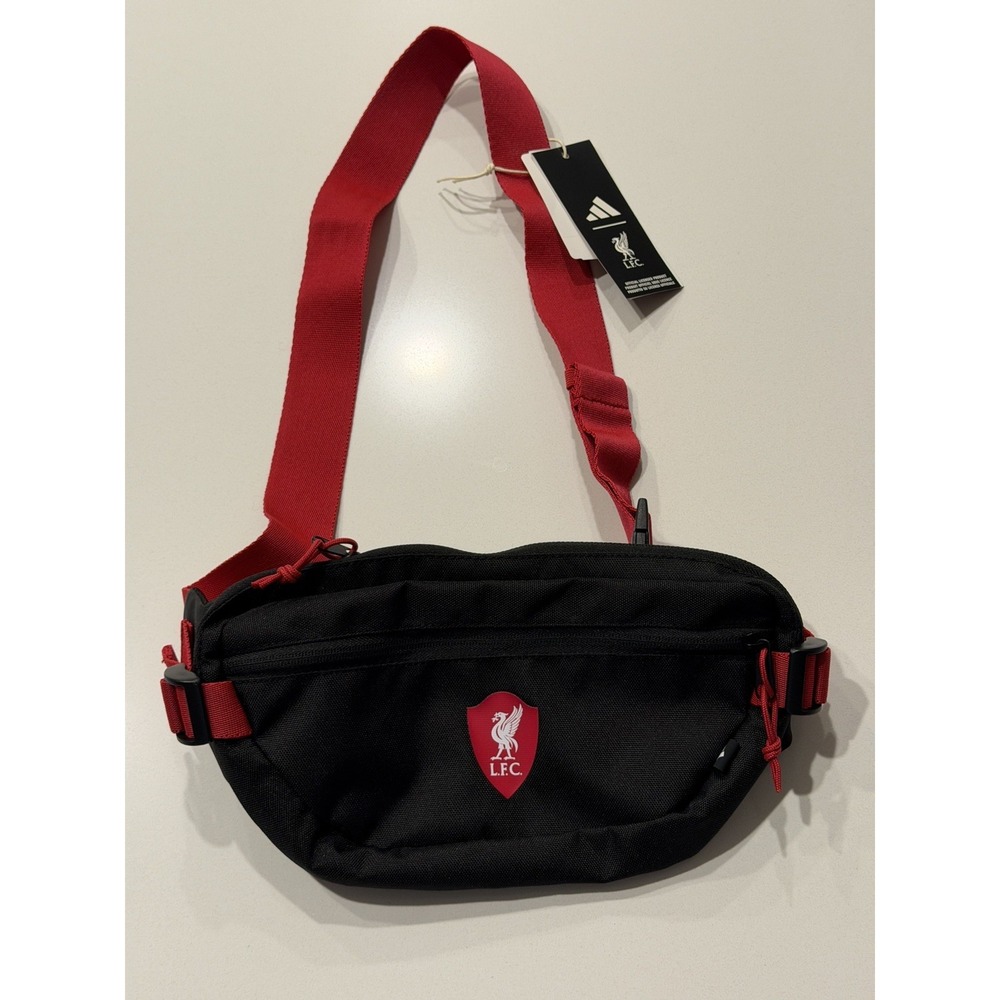 Adidas Liverpool FC Waist Bag JZ5884 Black Red Mens Unisex Waist Pack